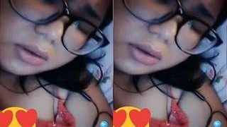 A stunning Indo-girl flaunts her breasts in a video call