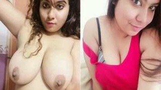 Desi babe from India plays with her big boobs and masturbates