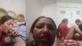 Naughty village couple has sex on the bed in front of their nephew
