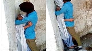 Outdoor kissing between a desi punjabi couple