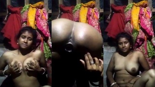 Indian Bengali wife flaunts her breasts and vagina