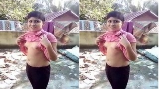 Indian girl reveals her breasts to her partner