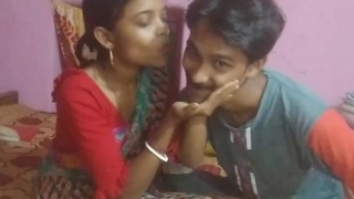 Indian couple shares intimate moments in a sari