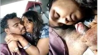 Telugu babe enjoys giving oral pleasure on the hood of a car