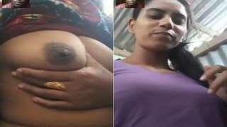 Indian girl flaunts her breasts on video call to her lover