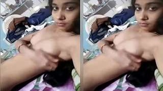 Exclusive video of a stunning girl pleasuring herself with her hands in public