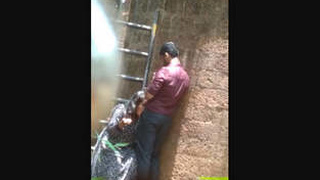 Indian college student gives a blowjob in public