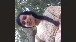 Outdoor Indian girl exposes her pussy in public