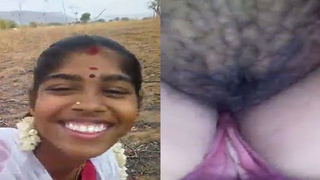 Hairy Indian wife flaunts her bush in outdoor pussy show