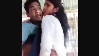 College student gets fucked in standing doggy style