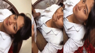 Hot busty girl gets intimate with a college friend in a steamy video