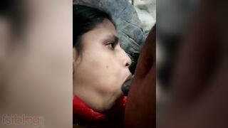 Randy, a stunning slut, gives a slow and sensual blowjob at night