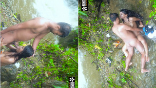 Sudipa, a desi Indian babe, enjoys waterfall sex and swallows cum