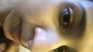 Desi babe's big breasts pressed together