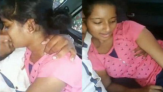 Cute Indian girl gives oral sex in a car