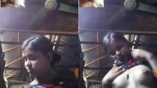 Exclusive video of cute Indian girl masturbating with her boobs