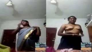 Hot Tamil wife in saree gets naughty in video