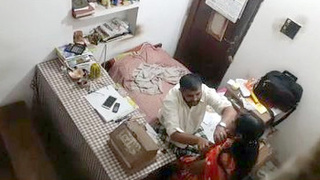 Desi housewife's boobs squeezed by boss in office