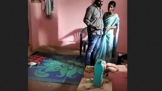 Desi couple enjoys quick sex with their friend in village setting