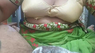 Aunty Desi's big boobs in a rural setting