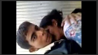 A young girl with large, compressed boobs in a bihar video