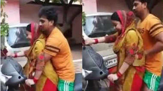 Desi aunty gets groped while riding a bike