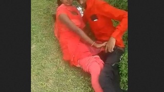 Desi couple enjoys outdoor sex in public place