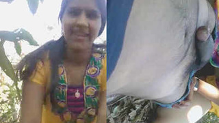 Desi couple enjoys forest sex with audio in HD video