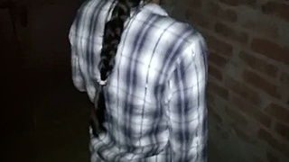 Girlfriend in jeans gets pounded hard from behind in standing position