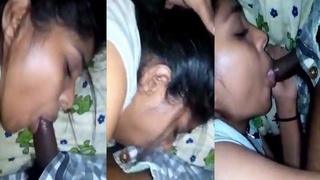 Indian girlfriend gives a sensual blowjob to her boyfriend