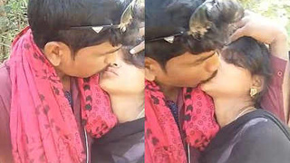 Indian couple shares passionate kisses in the great outdoors
