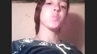 Desi girl flaunts her cute tits and pussy in village video