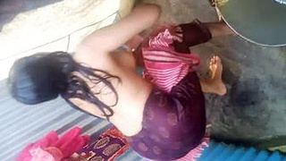 Desi girl showers in village