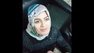 Aunty in hijab gives a blowjob in a homemade video