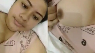 Bangla girl flaunts her natural breasts in solo video