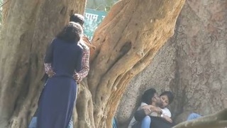 Desi college lovers share a passionate kiss in the great outdoors