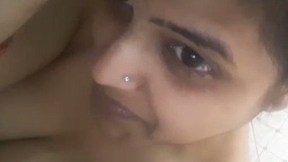 Bhabha's nude selfie and anal play in a solo video