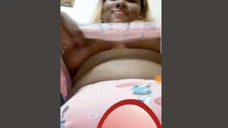 Busty girlfriend flaunts her ample bosom in a virtual chat