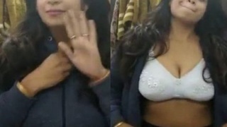 Indian girlfriend teases boyfriend with big boobs and seductive moves
