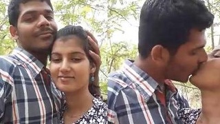 Cute Indian couple shares passionate kisses in the great outdoors