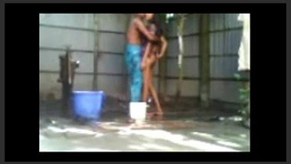 Indian couple enjoys outdoor sex in the shower