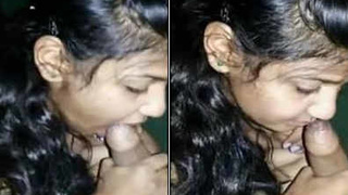 Desi shy girlfriend gives a blowjob and says, 