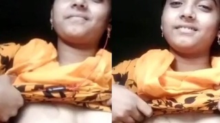 Bangladeshi girl shows off her cute features in the village